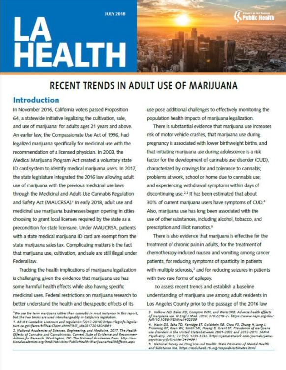Cover of Marijuna Use Health Brief