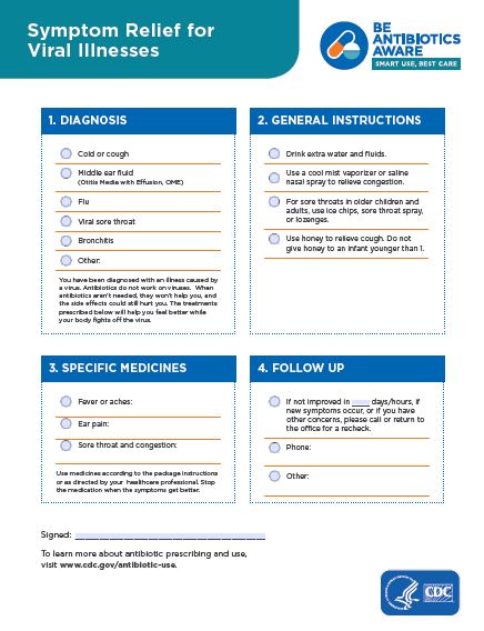 Prescription pad for symptom relief